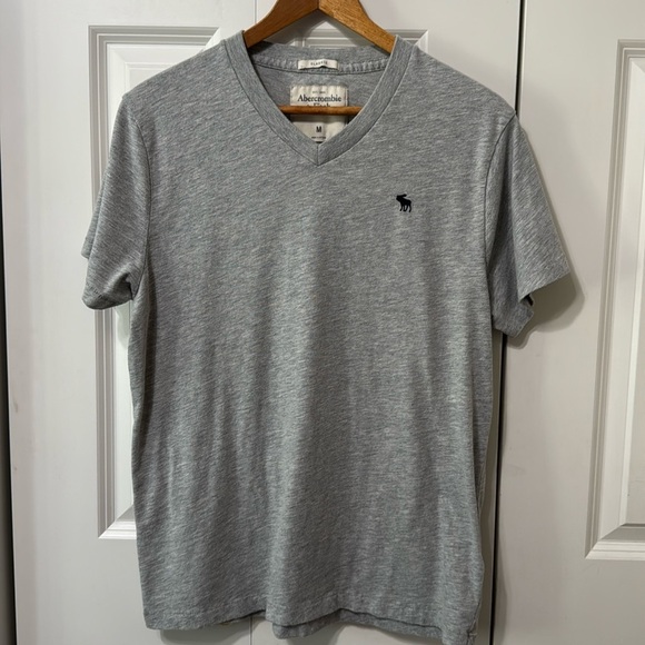 Abercrombie & Fitch Light Gray V-Neck Tee - Picture 1 of 7